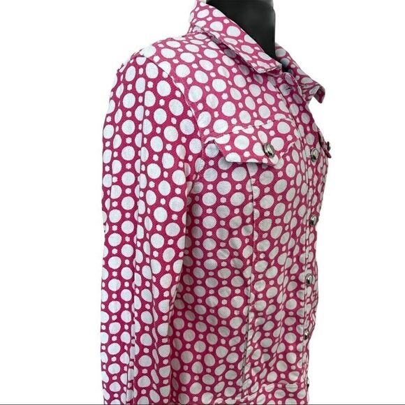𝅺christopher & Banks Pink Polka Dot Jean Jacket M - Picture 6 of 13